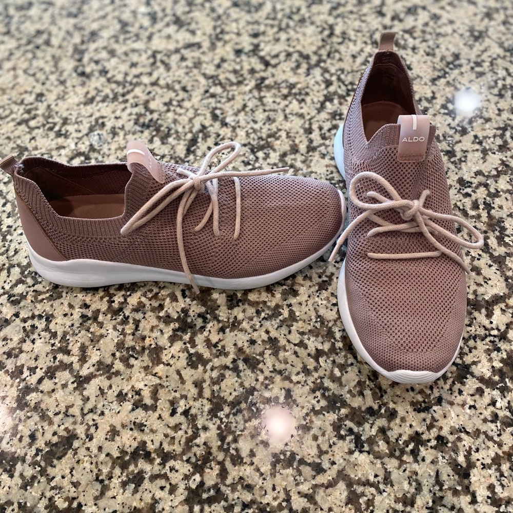 Aldo Mauve Knit Lace-Up Sneakers - Picture 2 of 6